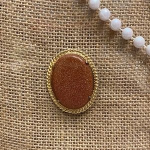 Oval Goldstone Brooch
